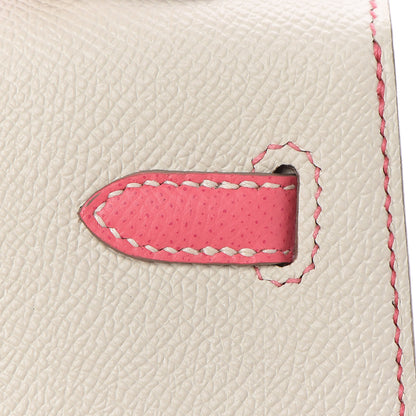 Hermes Epsom Bi-Color Horseshoe Kelly Sellier 25 Craie Rose Azalee 11 of 36