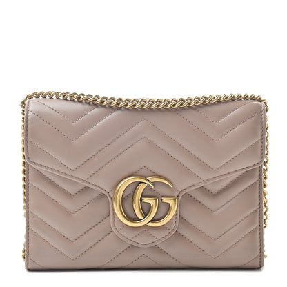 Gucci Calfskin Matelasse GG Marmont Chain Wallet Porcelain Rose 1 of 11