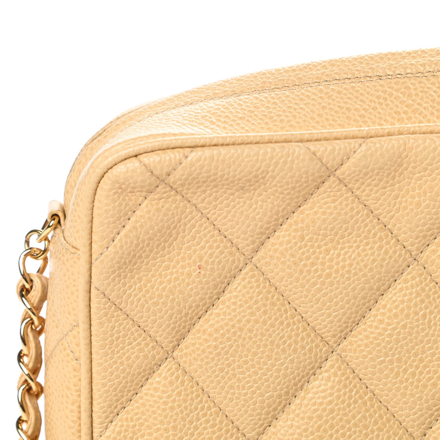 Caviar Quilted Camera Case Beige