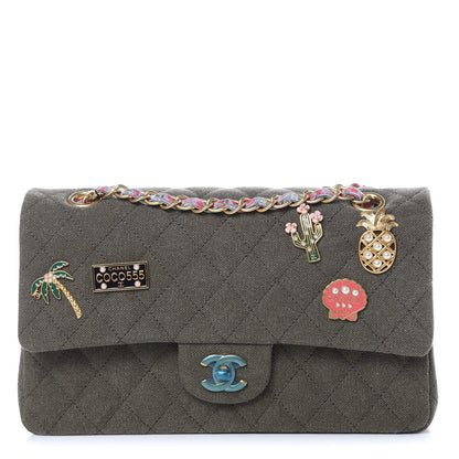 Chanel Toile Quilted Medium Cuba Double Flap Khaki 1 of 10