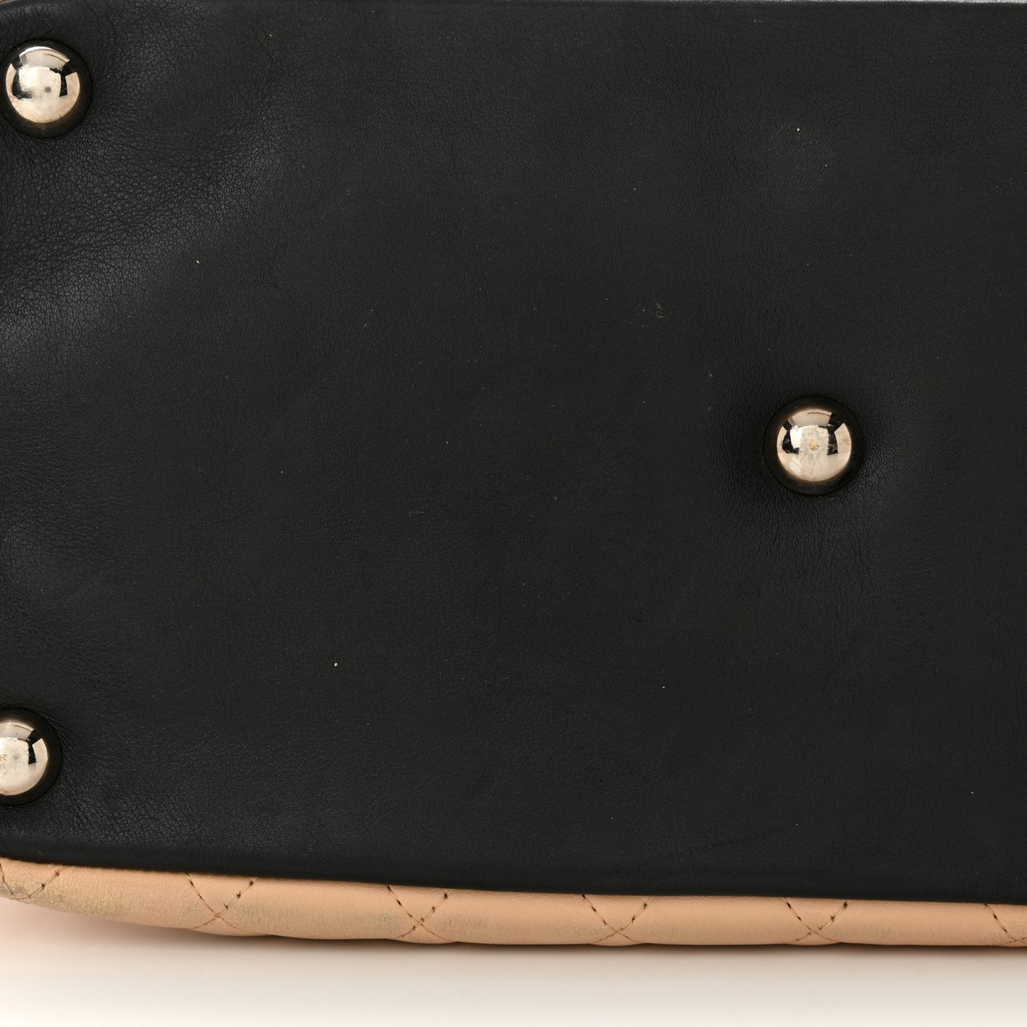Calfskin Quilted Large Cambon Tote Beige Black