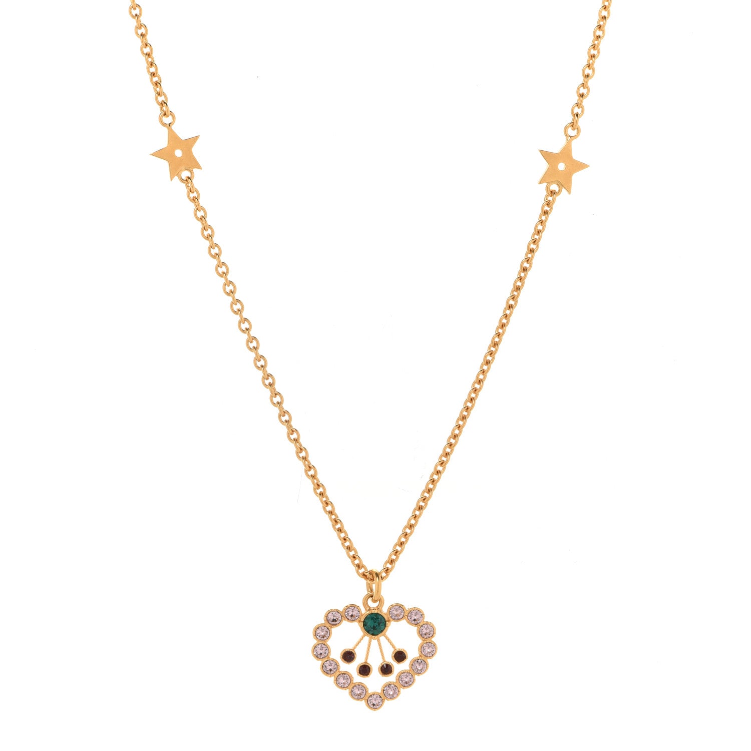 Christian Dior Crystal Heart Necklace Gold 1 of 6