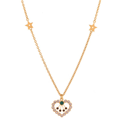 Christian Dior Crystal Heart Necklace Gold 1 of 6