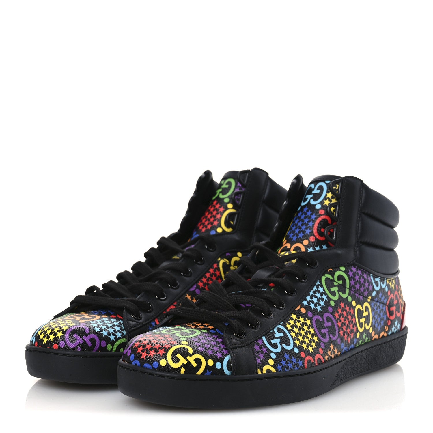 Gucci GG Supreme Monogram Psychedelic Mens High Top Sneakers 9 Black Multicolor 4 of 11