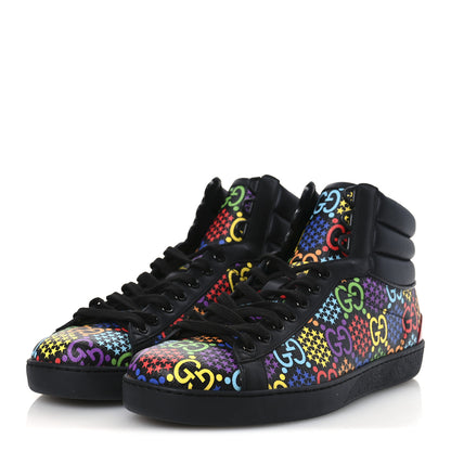 Gucci GG Supreme Monogram Psychedelic Mens High Top Sneakers 9 Black Multicolor 4 of 11