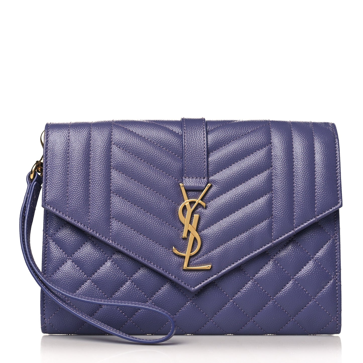Grain De Poudre Textured Mixed Matelasse Triquilt Monogram Clutch Dark Wisteria