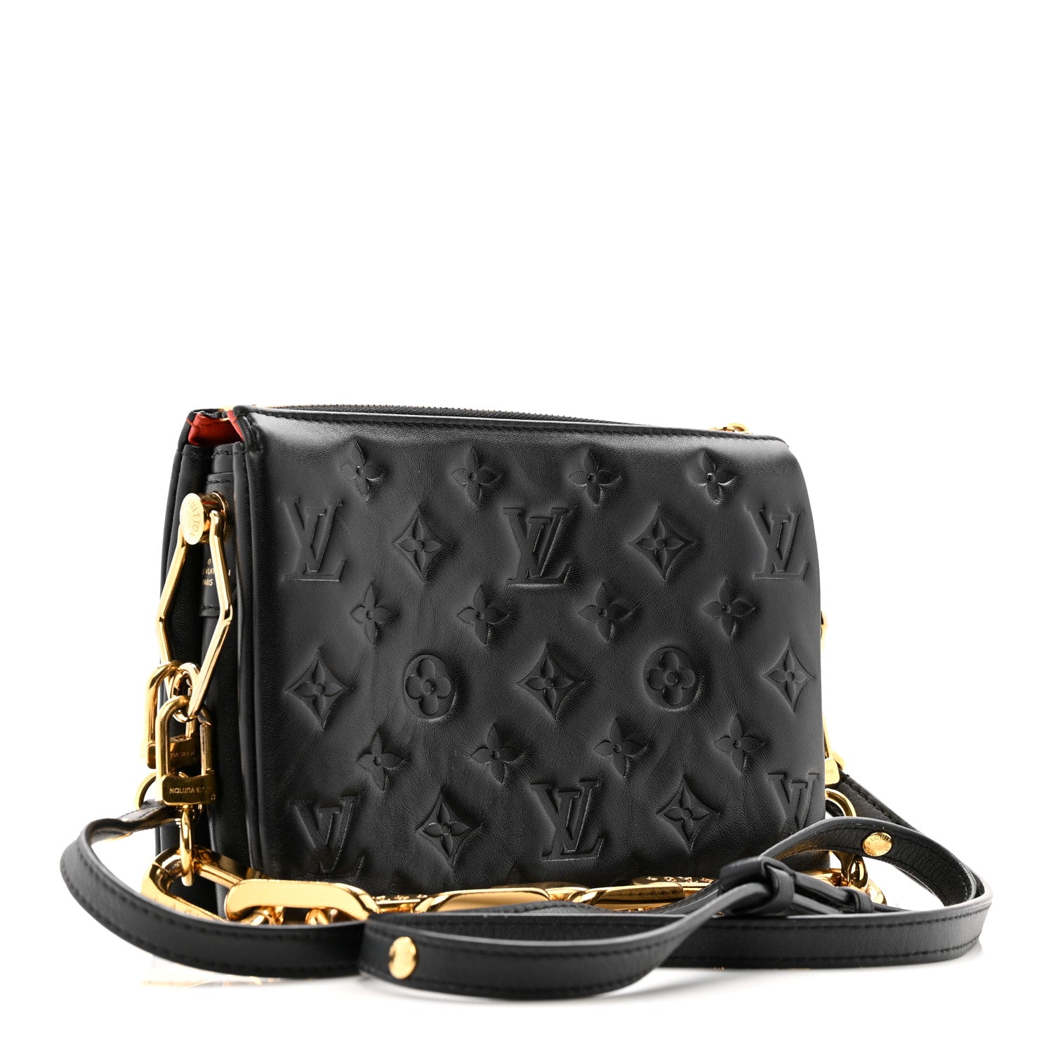 Louis Vuitton Lambskin Embossed Monogram Coussin BB Black 1840010