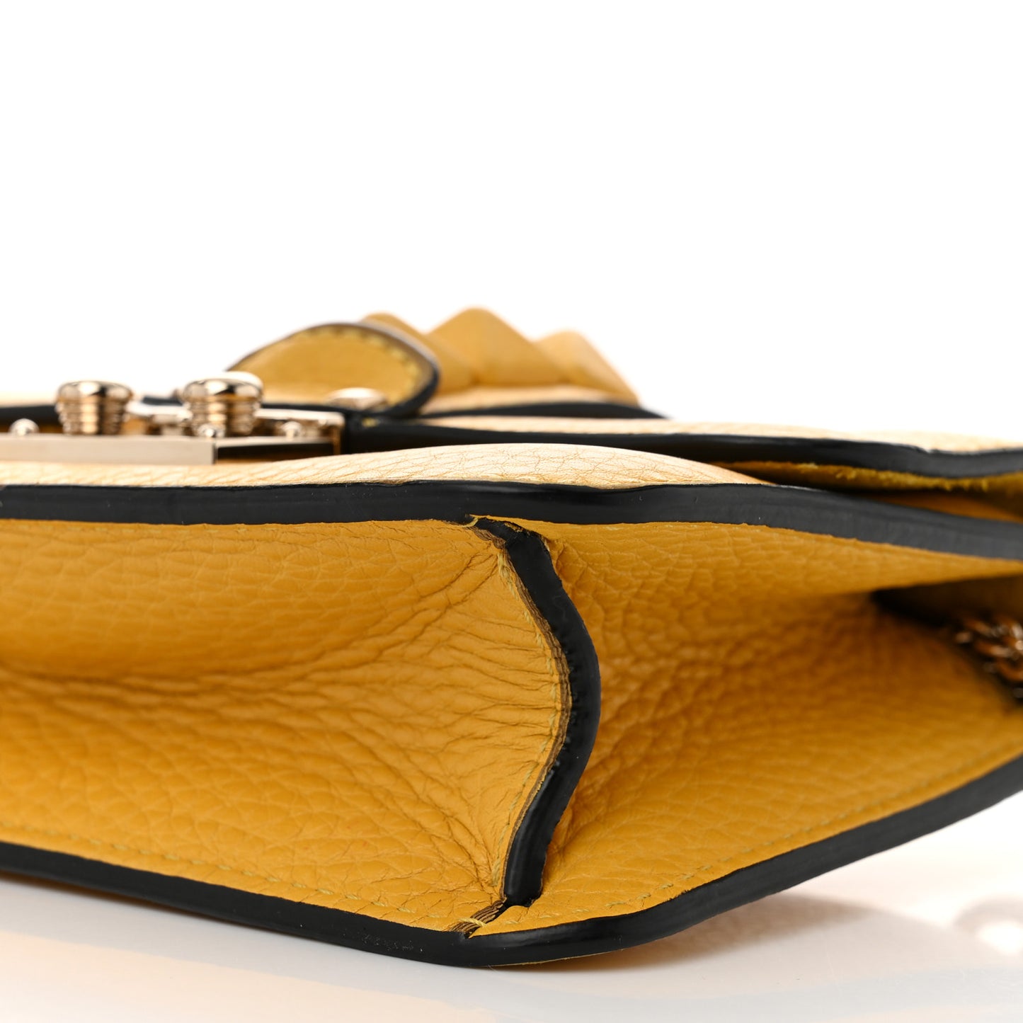 Pebbled Calfskin Mini Glam Lock Rockstud Flap Yellow
