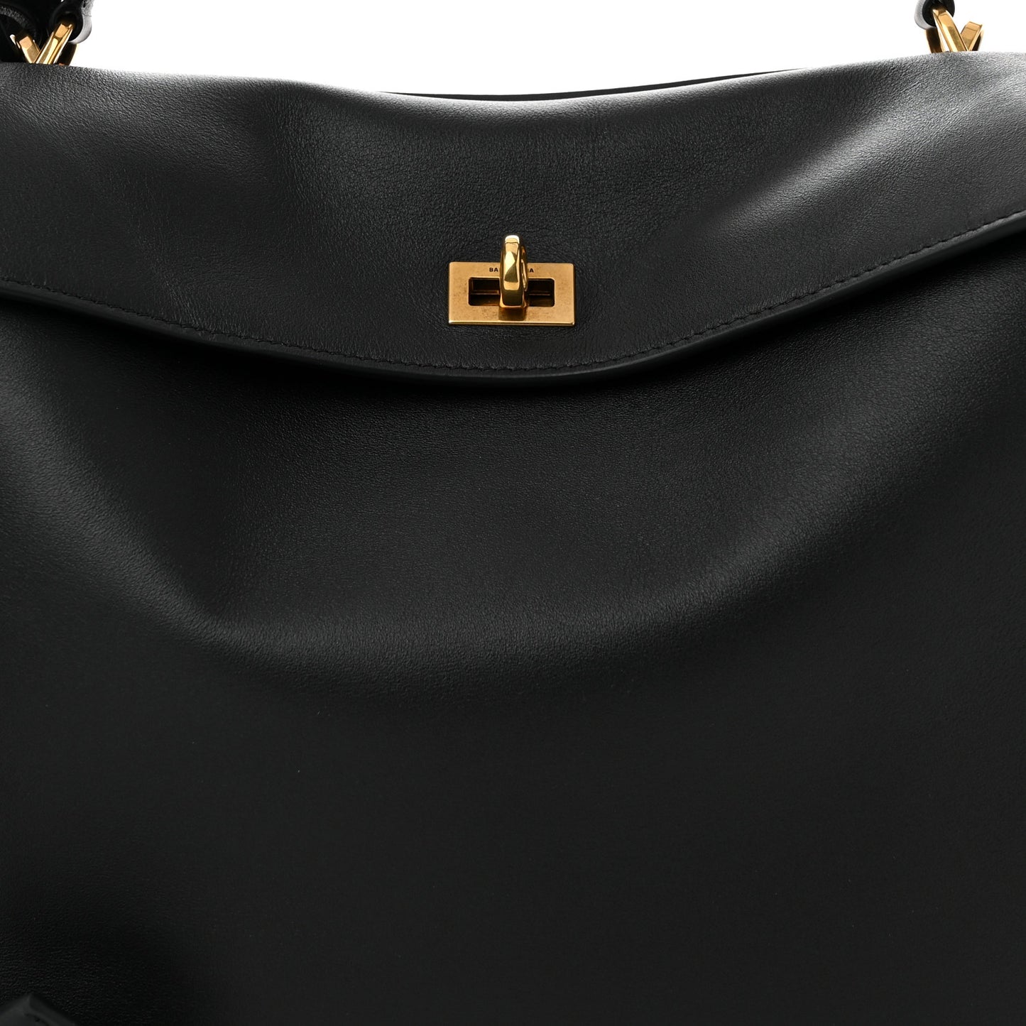 Natural Smooth Calfskin Medium Rodeo Top Handle Handbag Black