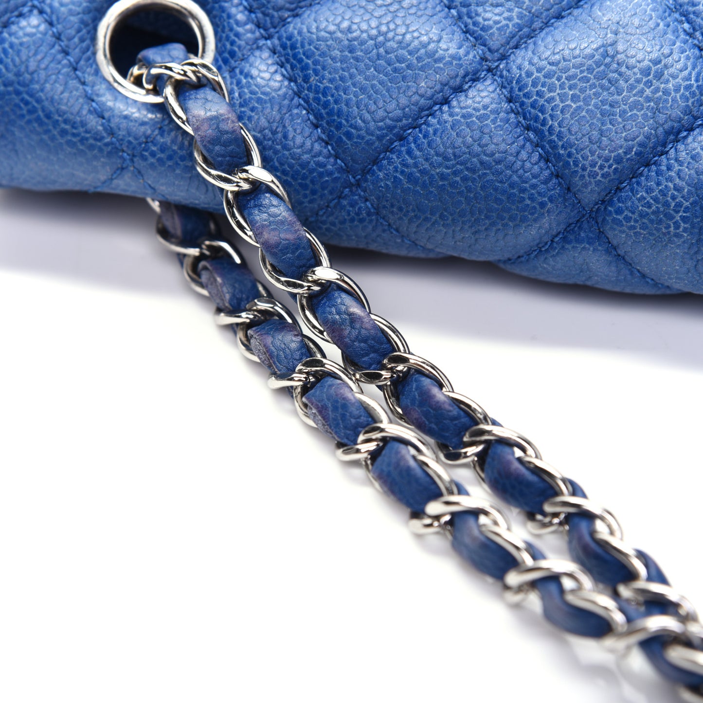 Caviar Quilted Jumbo Easy Flap Blue