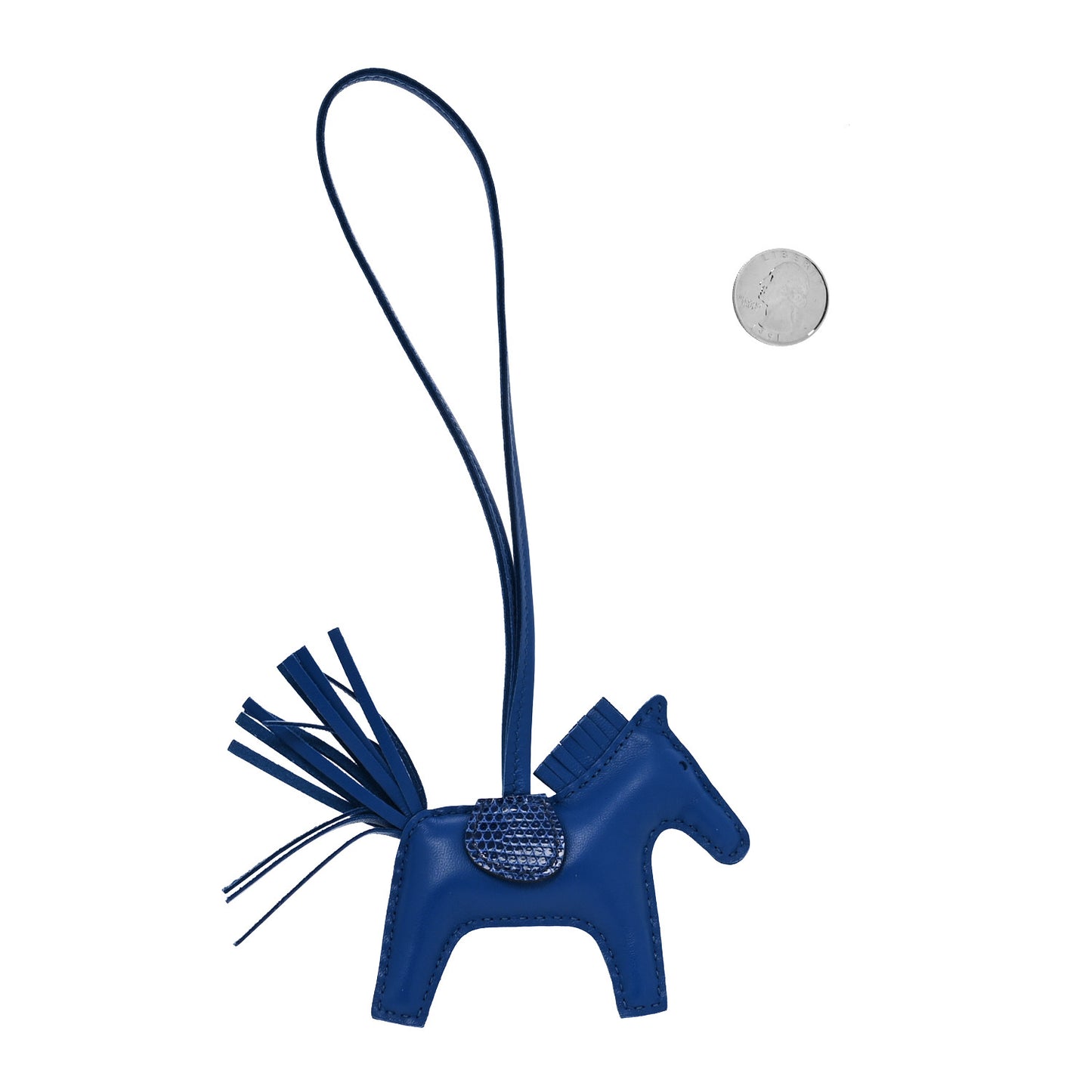 Milo Lambskin Lizard Touch Grigri Rodeo Horse Bag Charm PM Bleu France Bleu Saphir
