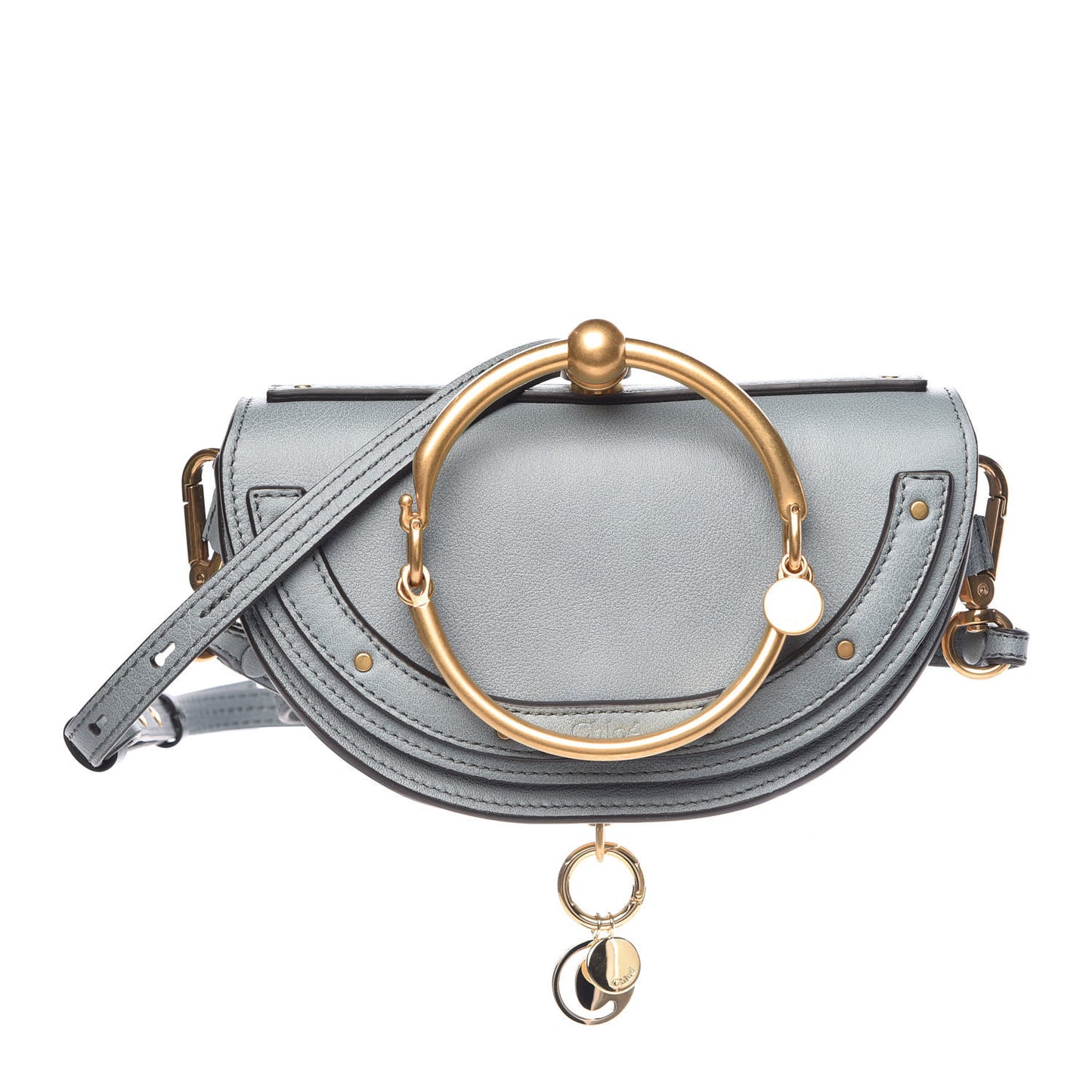Calfskin Small Nile Bracelet Minaudiere Bag Cloudy Blue