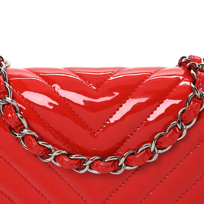 Chanel Patent Calfskin Chevron Quilted Mini Rectangular Flap Red 8 of 13