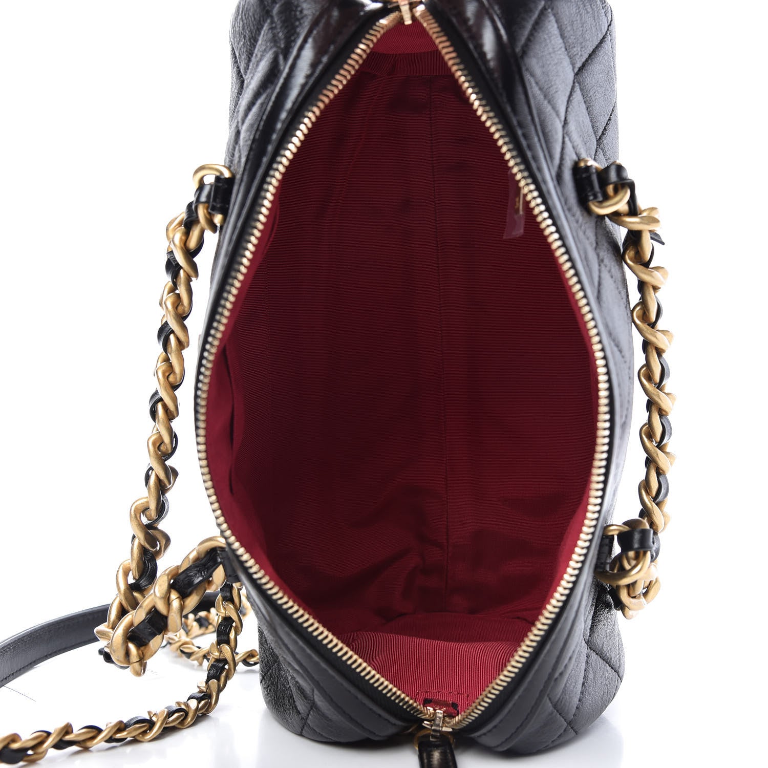 Chanel Shiny Lambskin Quilted Fashion Therapy Bowling Bag Black 5 of 10