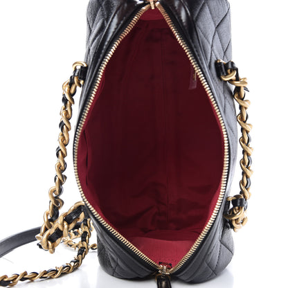 Chanel Shiny Lambskin Quilted Fashion Therapy Bowling Bag Black 5 of 10