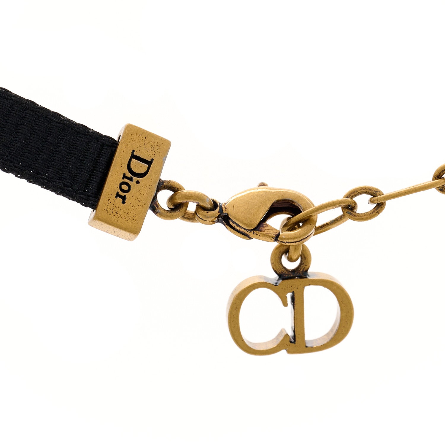 Christian Dior Grosgrain Ribbon J'Adior Logo Choker Necklace Black