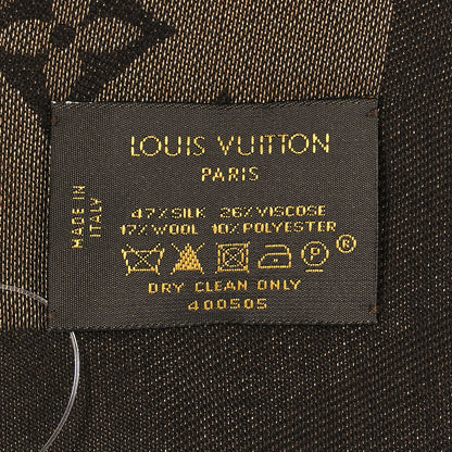 Louis Vuitton Silk Wool So Shine Monogram Shawl Gold 4 of 4