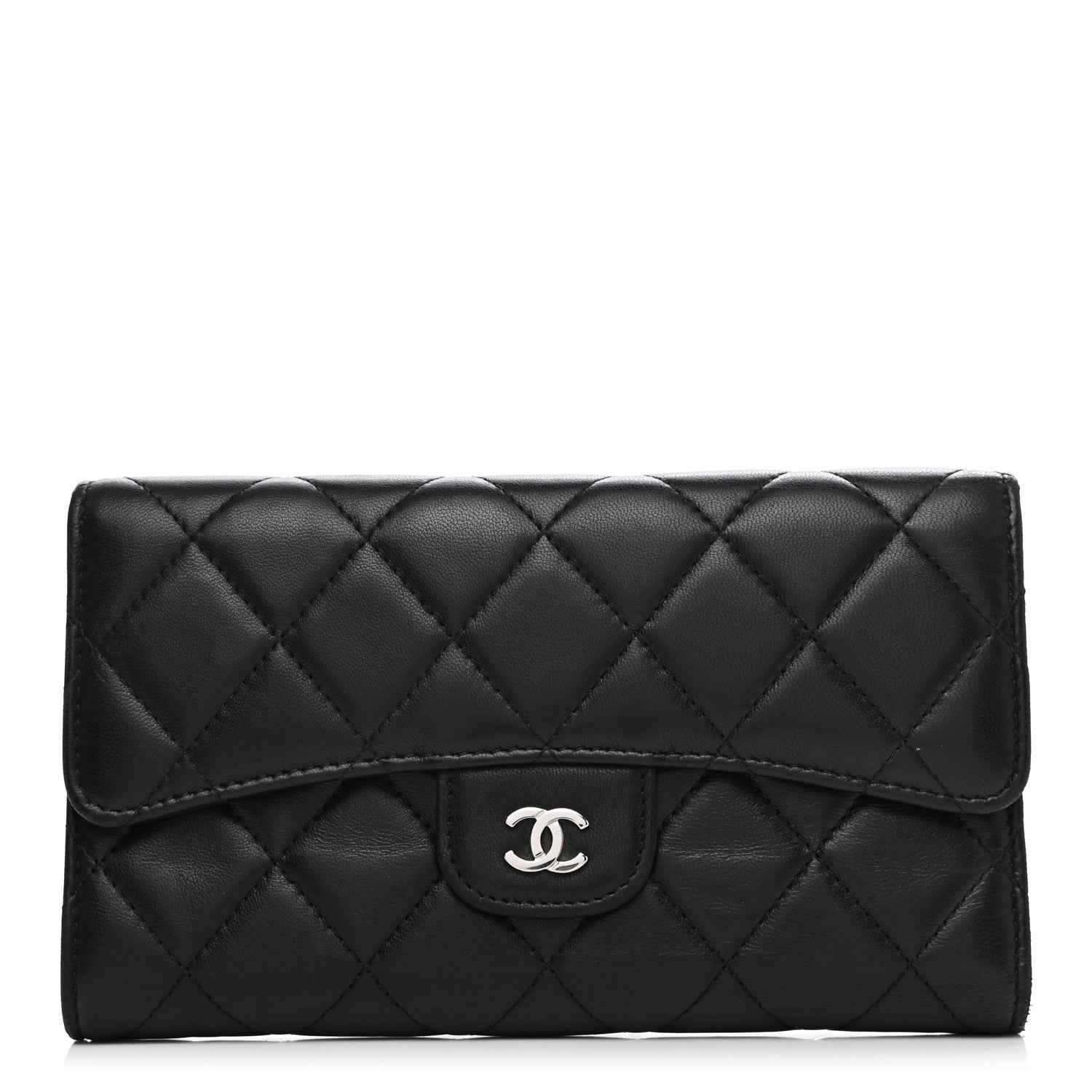 Chanel Lambskin Quilted Large Flap Wallet Black 1 of 11