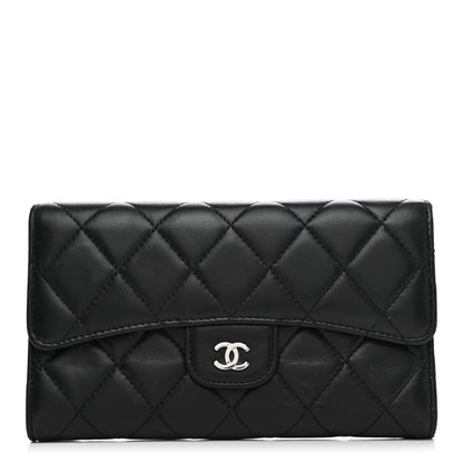 Chanel Lambskin Quilted Large Flap Wallet Black 1 of 11