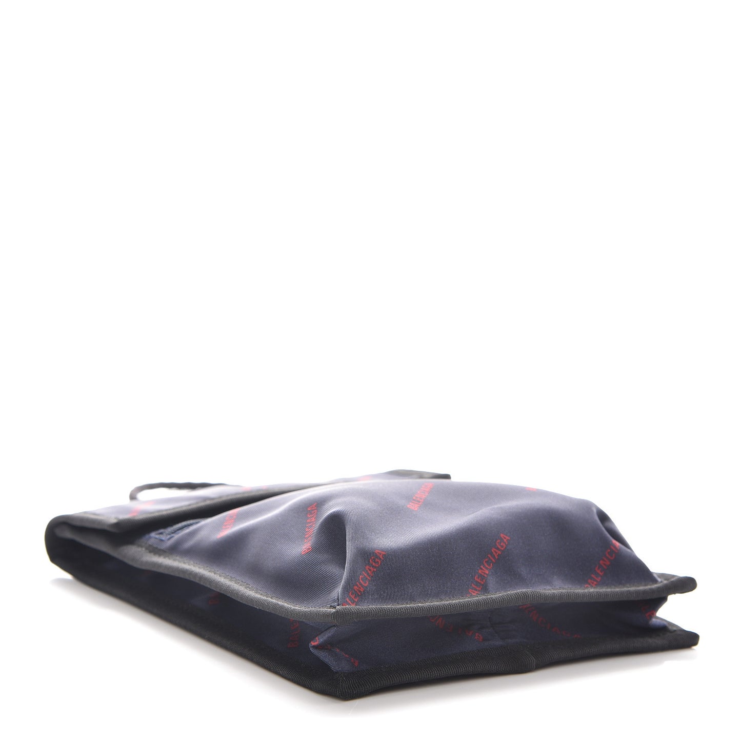 Twill Nylon Allover Logo Small Explorer Pouch with Strap Bleu Canopee Rouge