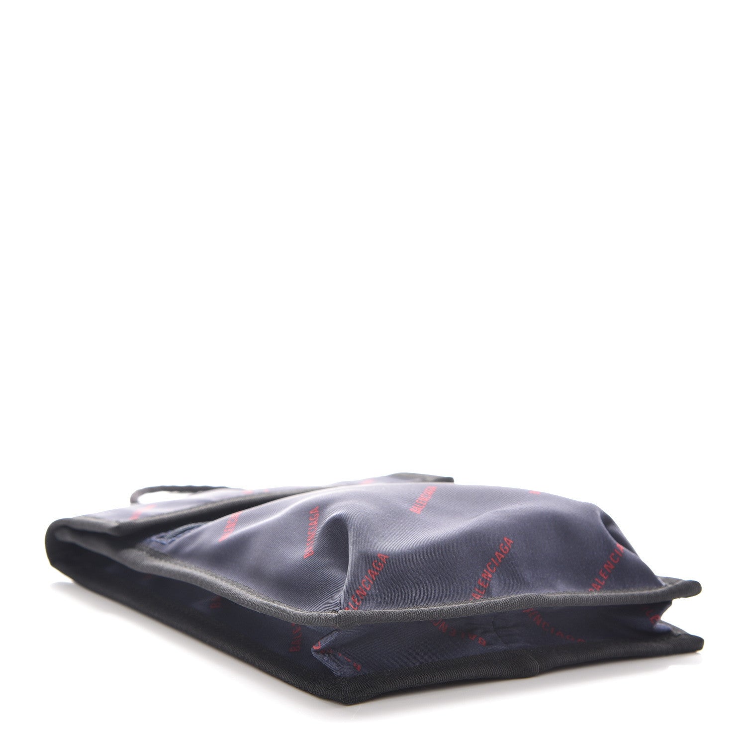 Balenciaga Twill Nylon Allover Logo Small Explorer Pouch with Strap Bleu Canopee Rouge 4 of 9