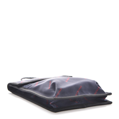 Balenciaga Twill Nylon Allover Logo Small Explorer Pouch with Strap Bleu Canopee Rouge 4 of 9