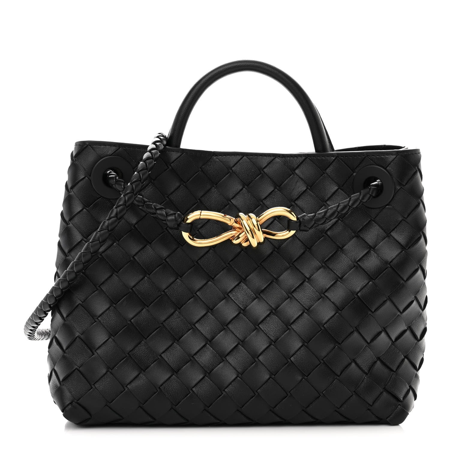 Bottega Veneta Nappa Intrecciato Small Andiamo Shoulder Bag Black 1 of 9