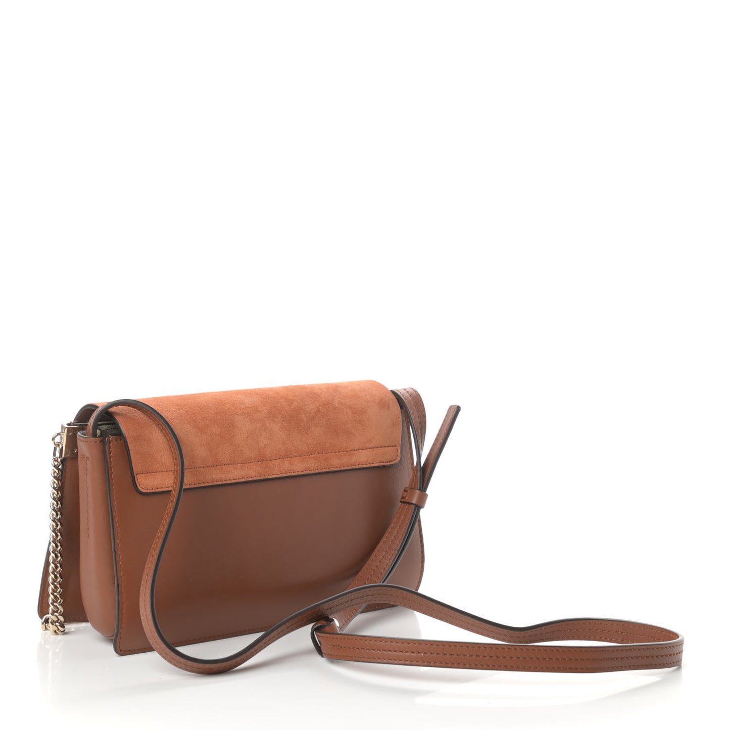 Suede Calfskin Small Faye Shoulder Bag Tobacco