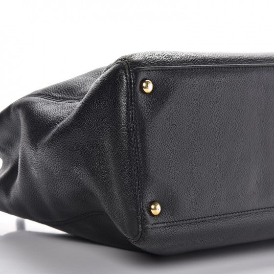 Calfskin Cerf Executive Shopper Tote Black