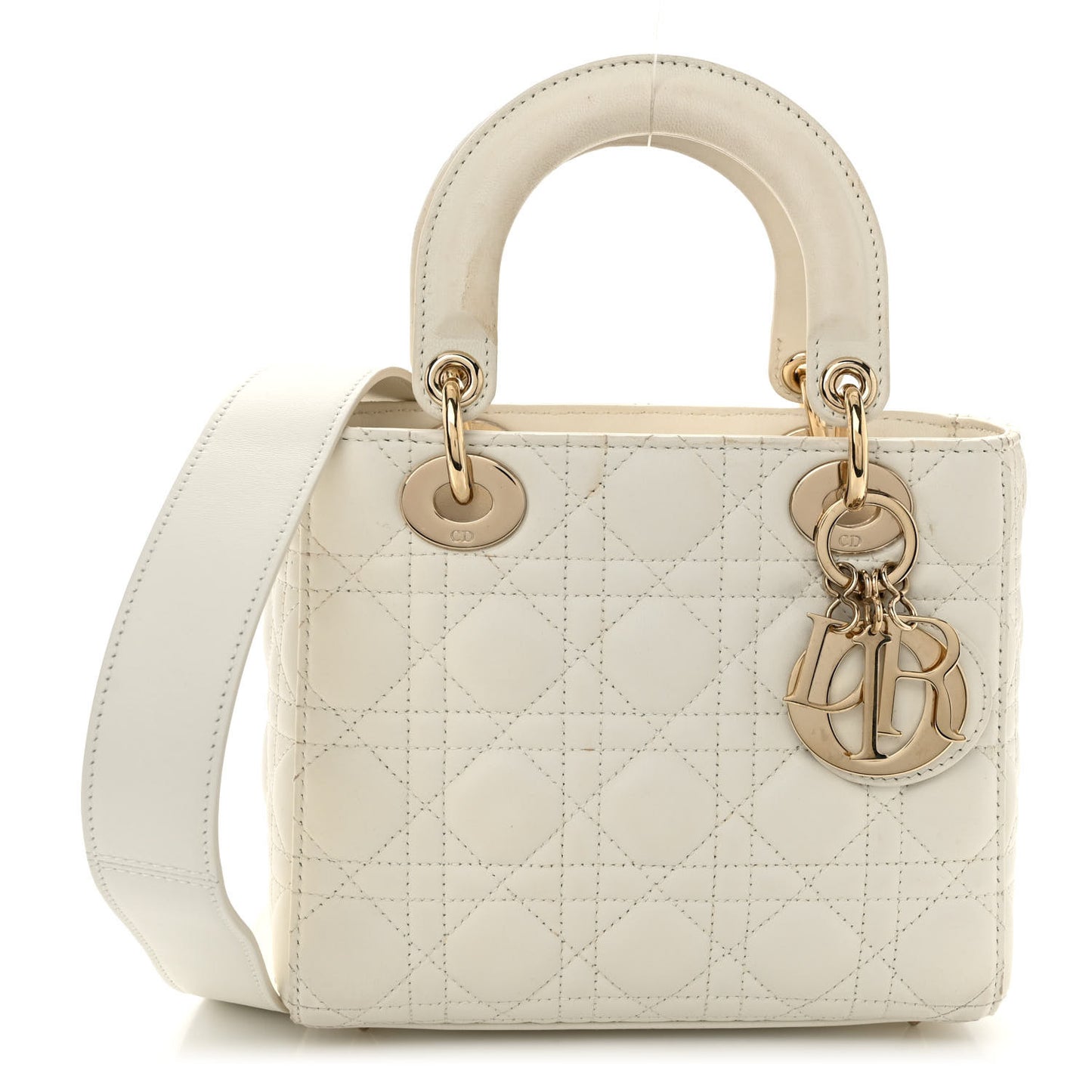 Lambskin Cannage Small My ABCDior Lady Dior White