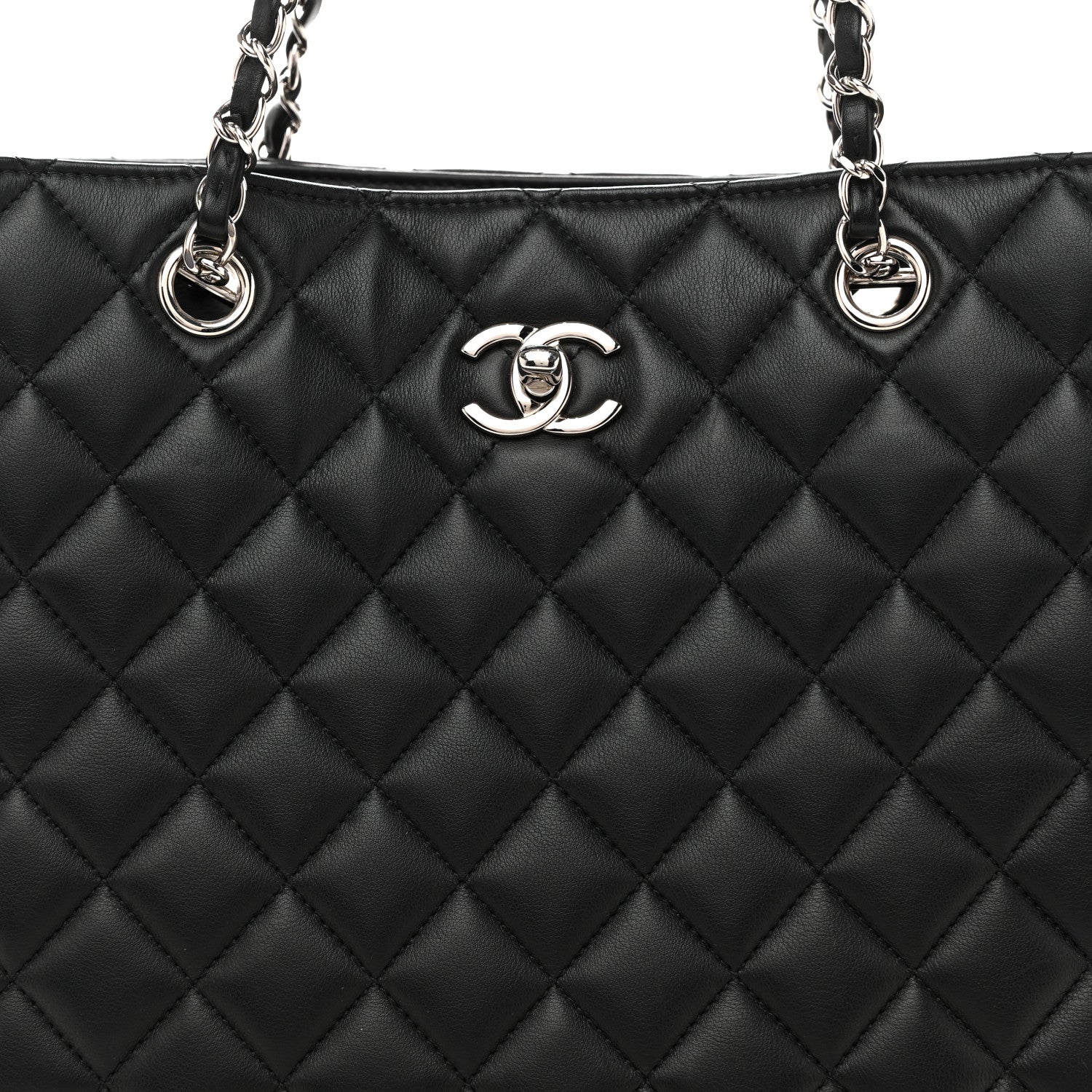 Chanel Calfskin Quilted Large CC Shopping Tote Black 8 of 12