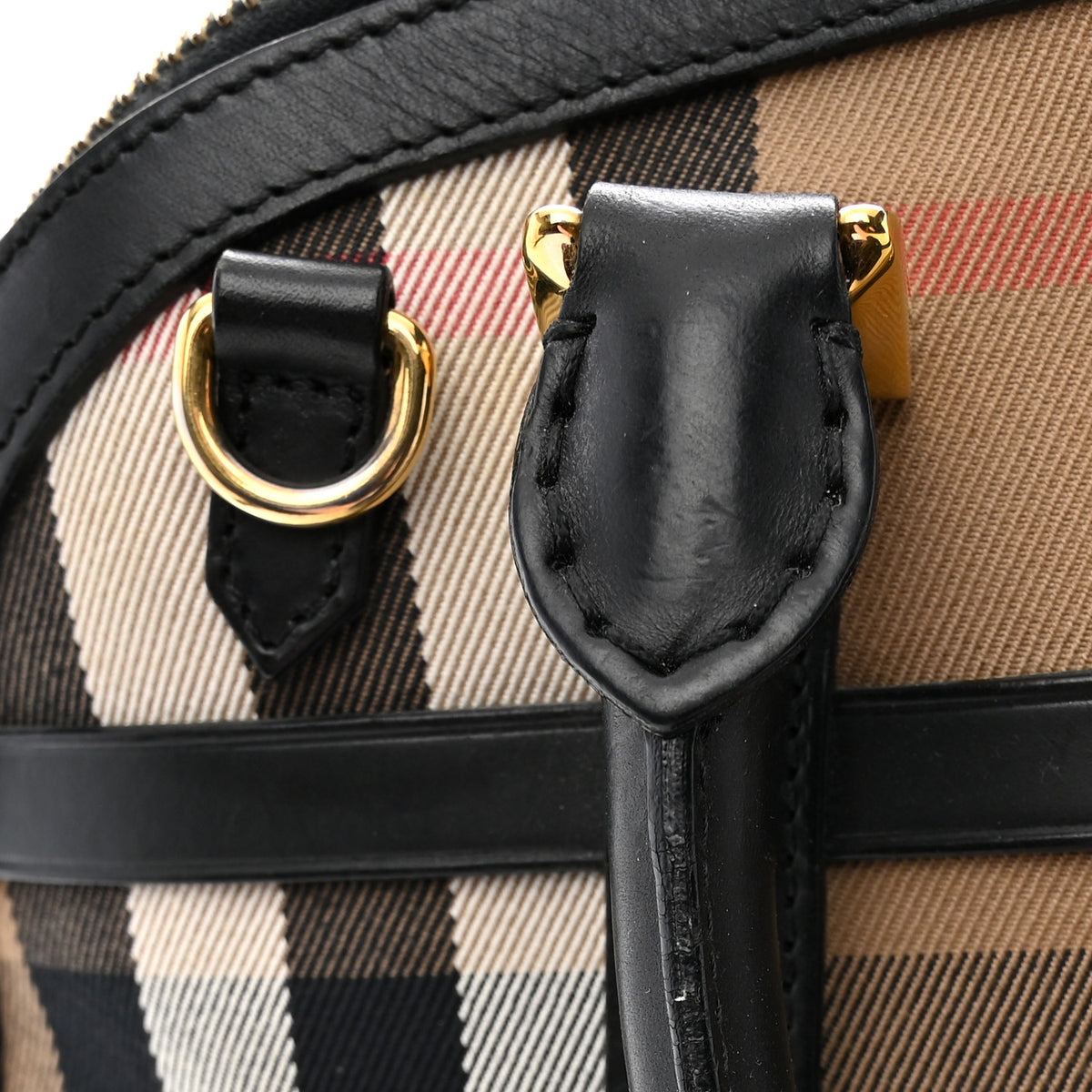 Bridle Calfskin House Check Small Orchard Bowling Bag Black