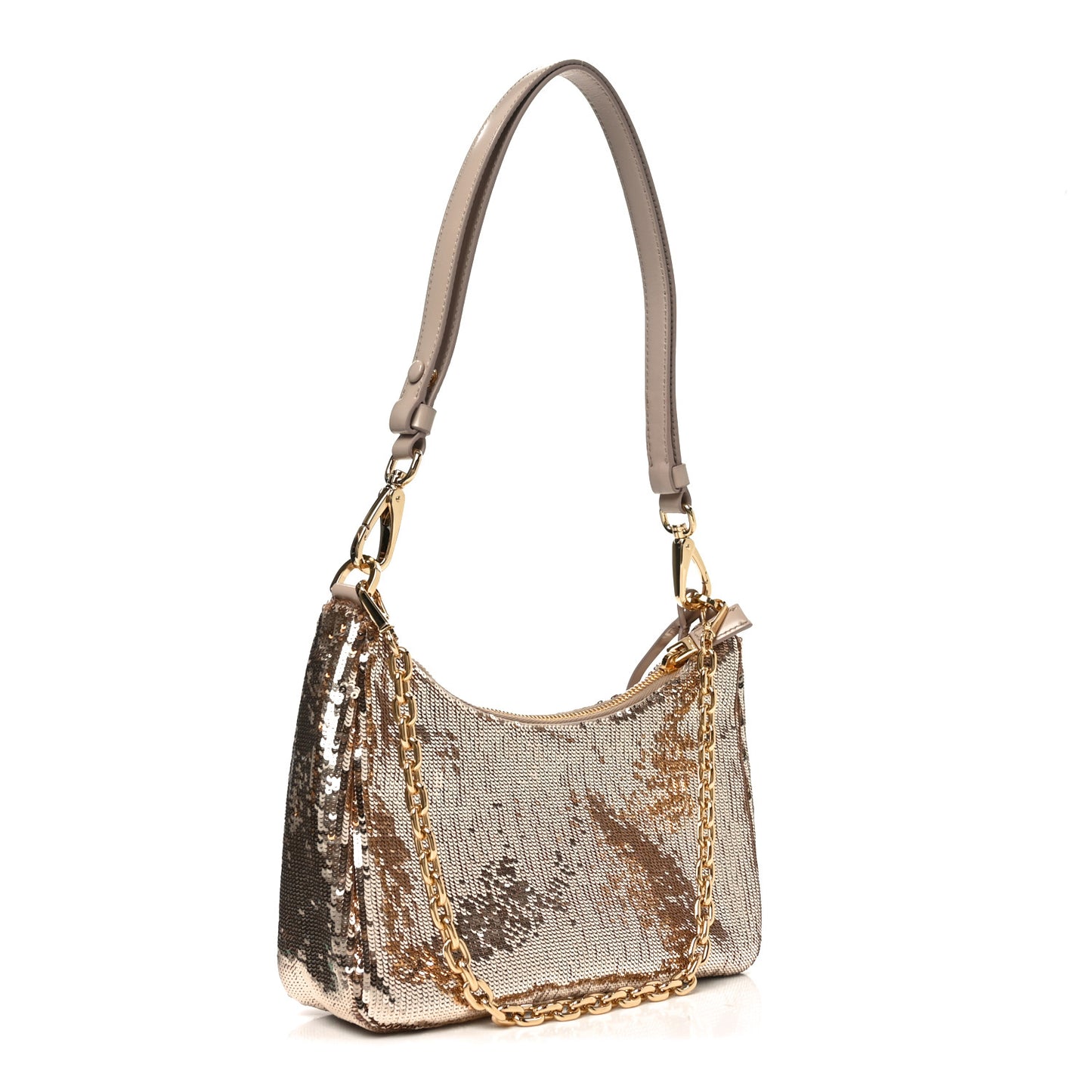 Sequin Mini Re-Edition 2000 Shoulder Bag Cammeo