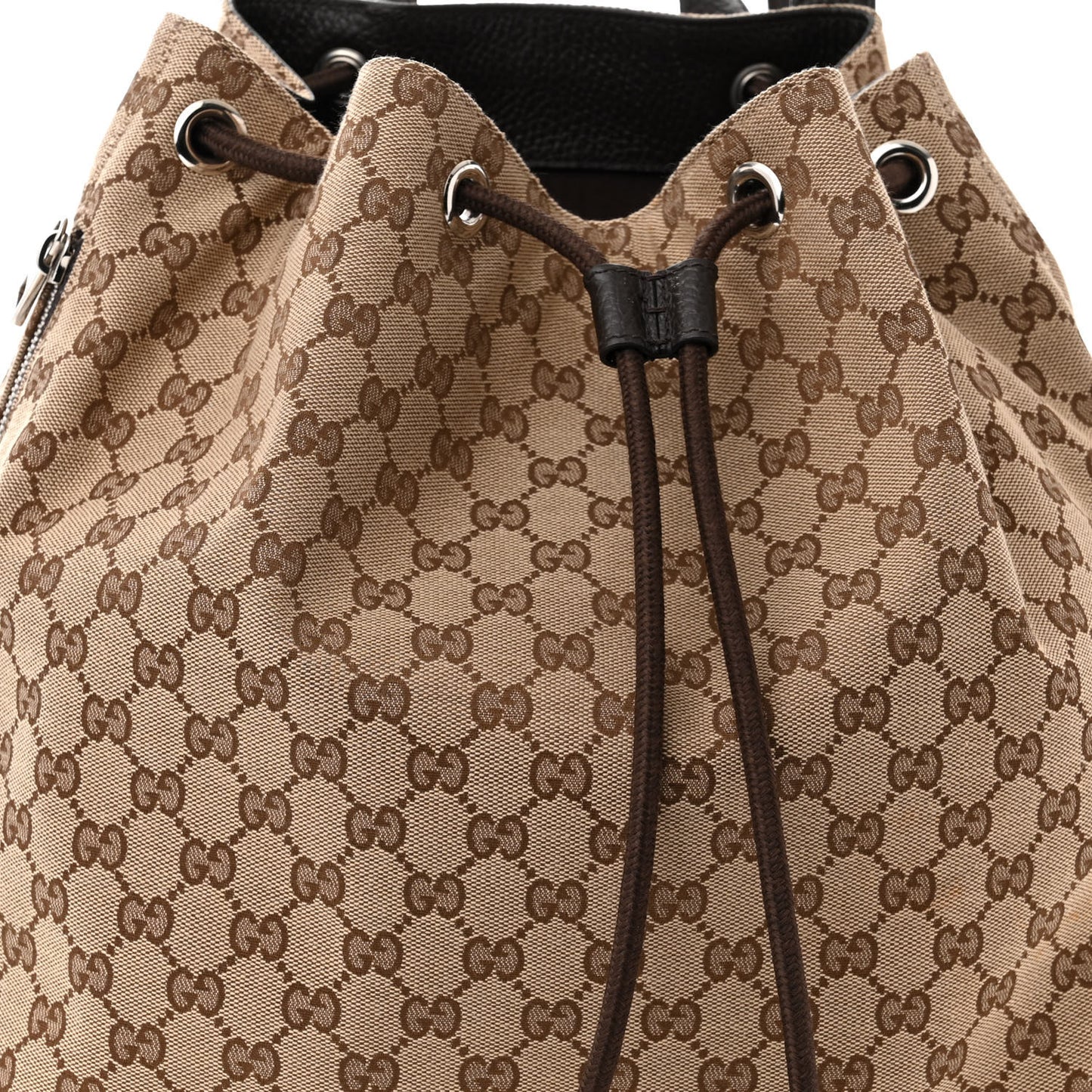 Monogram Dollar Calfskin O Drawstring Backpack Beige Ebony Testa di Moro Dark Chocolate