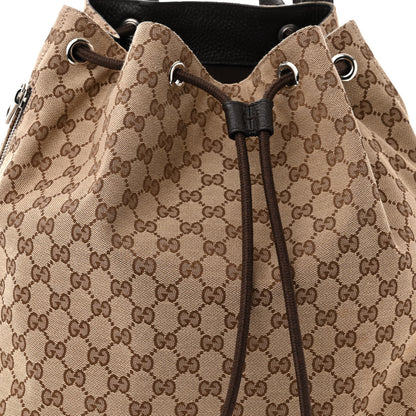 Gucci Monogram Dollar Calfskin O Drawstring Backpack Beige Ebony Testa di Moro Dark Chocolate 8 of 10