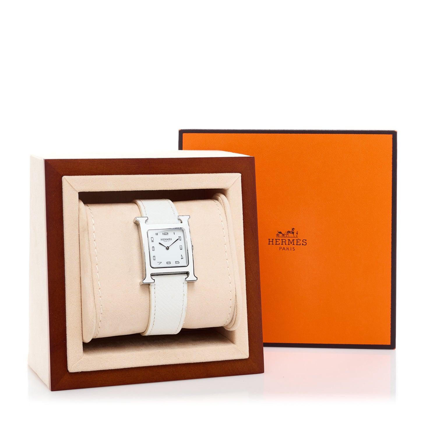 Stainless Steel Epsom Lacquer 26mm Heure H Hour Quartz Watch Blanc