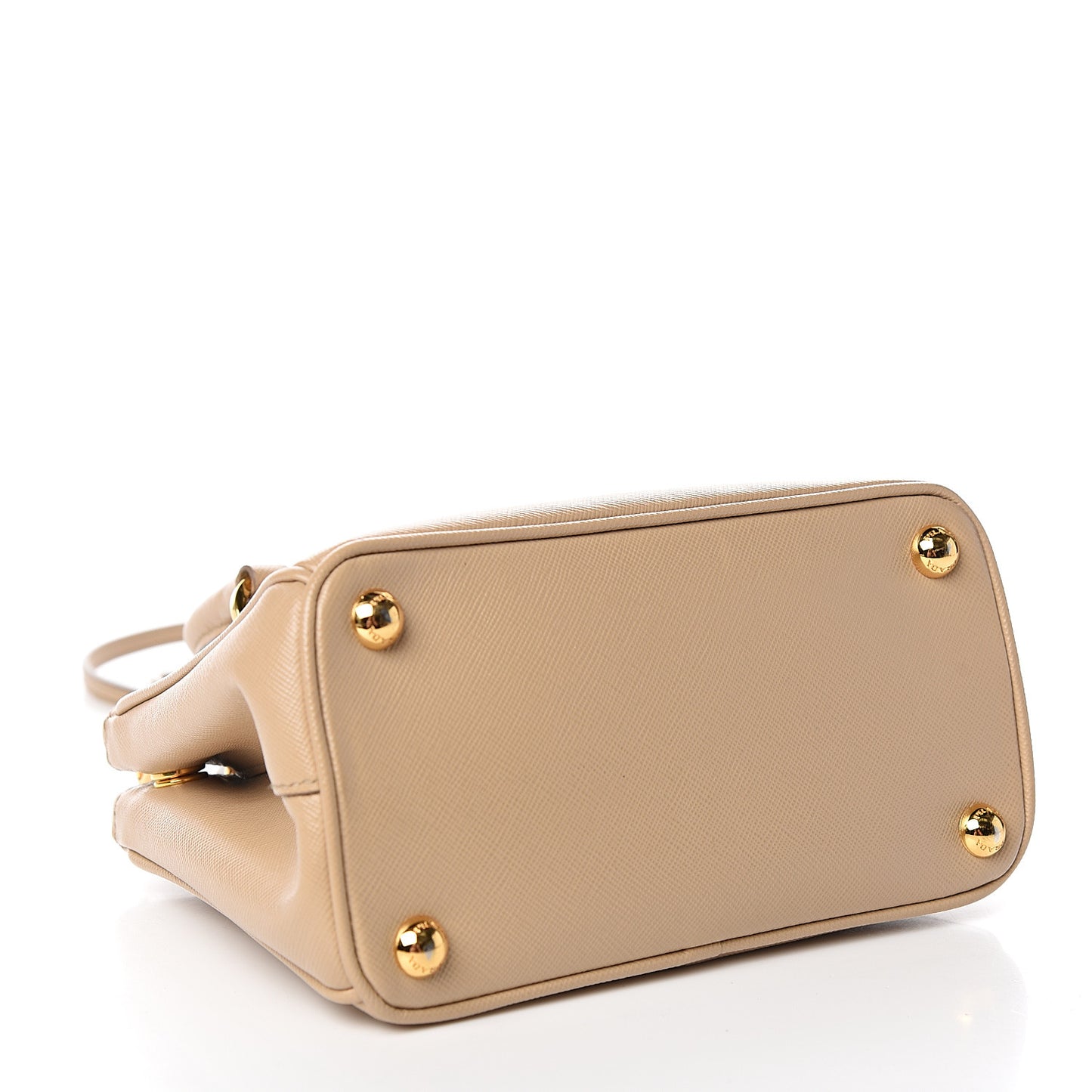 Saffiano Lux Micro Galleria Double Zip Tote Sabbia