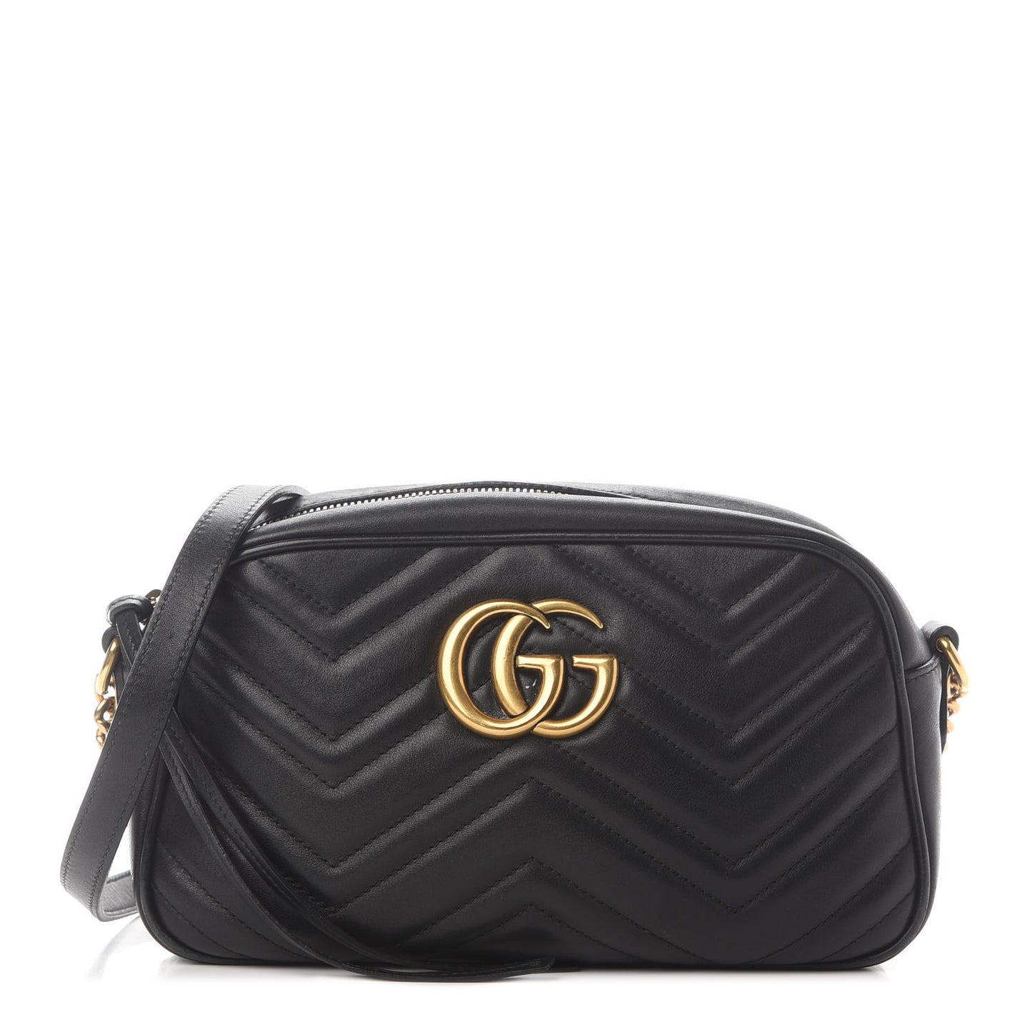Calfskin Matelasse Small GG Marmont Chain Shoulder Bag Black