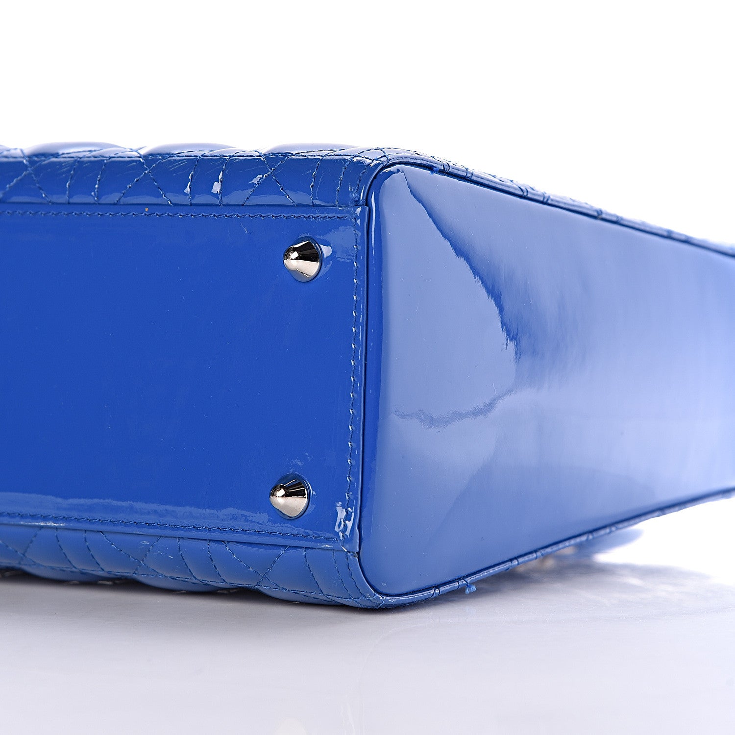Christian Dior Patent Cannage Large Lady Dior Blue 9 of 15