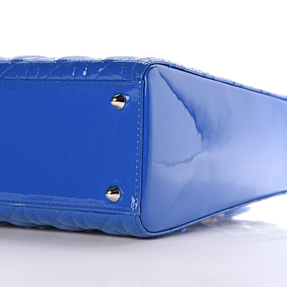 Christian Dior Patent Cannage Large Lady Dior Blue 9 of 15
