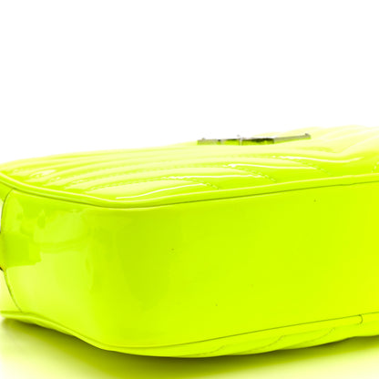 Saint Laurent Patent Calfskin Matelasse Monogram Lou Camera Bag Neon Yellow 9 of 10