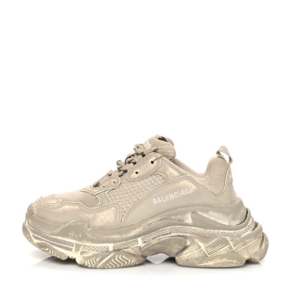 Balenciaga Fabric Mesh Distressed Womens Triple S Sneakers 38 Beige 1 of 7