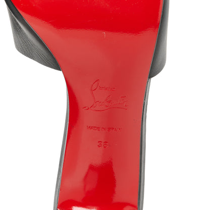 Christian Louboutin Calfskin Logo Embossed So CL 55 Mule 38 Black 6 of 8