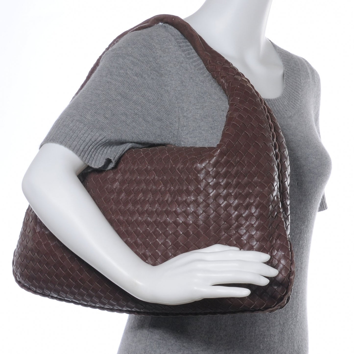 Nappa Intrecciato Large Veneta Hobo Truffle