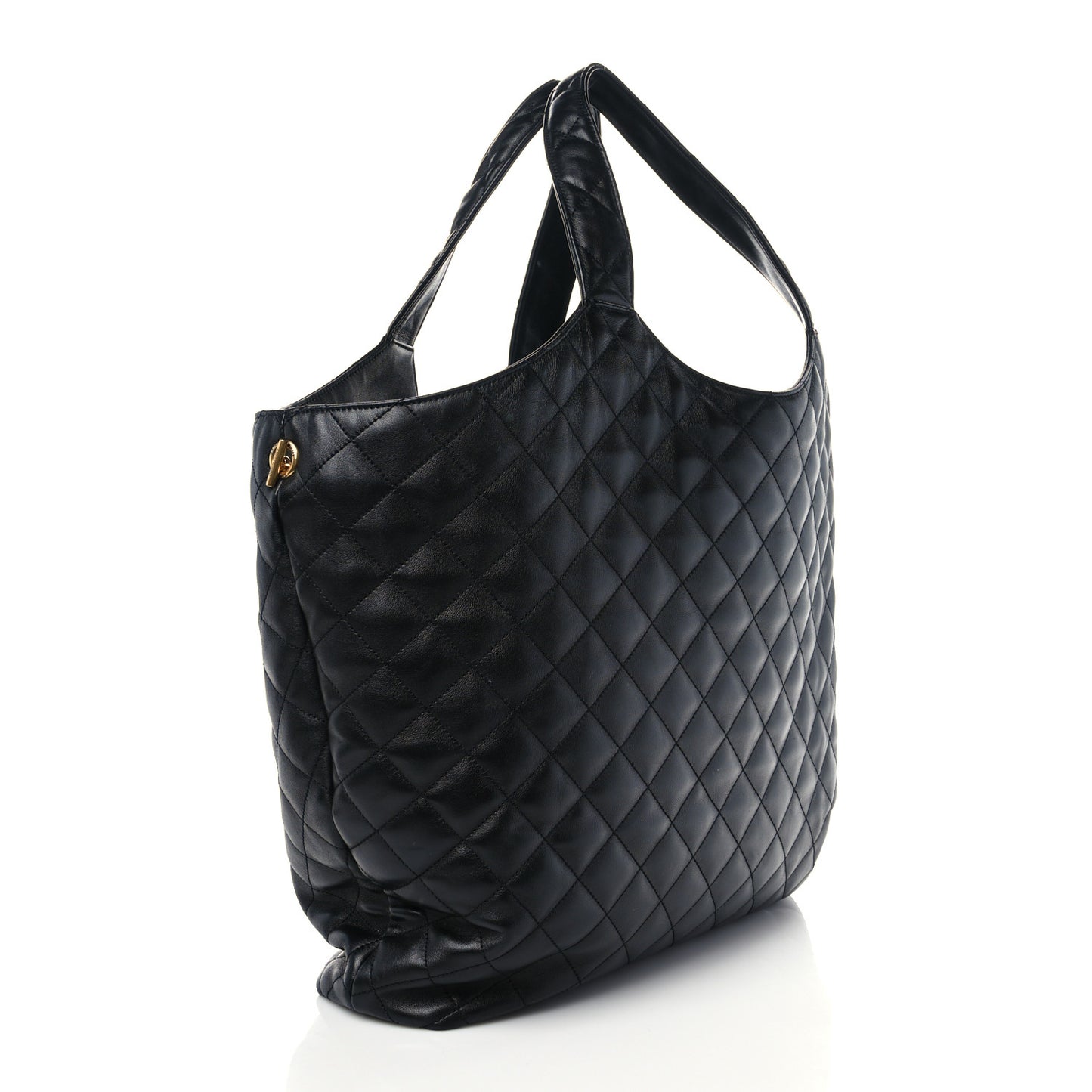 Lambskin Quilted Maxi Icare Shopping Tote Black