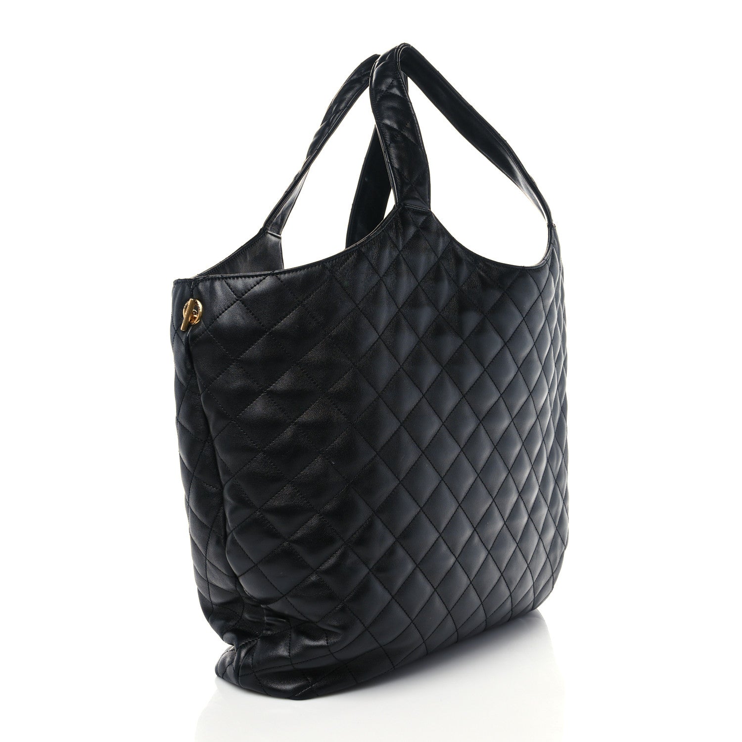 Saint Laurent Lambskin Quilted Maxi Icare Shopping Tote Black 4 of 7
