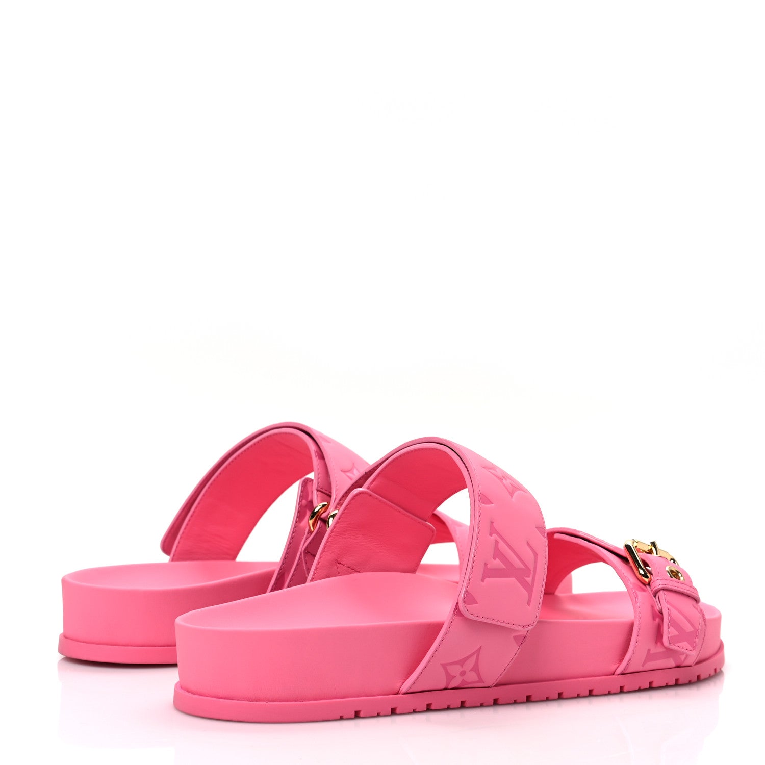 Louis Vuitton Calfskin Monogram Embossed Bom Dia Flat Mule Sandals 39.5 Pink 4 of 8