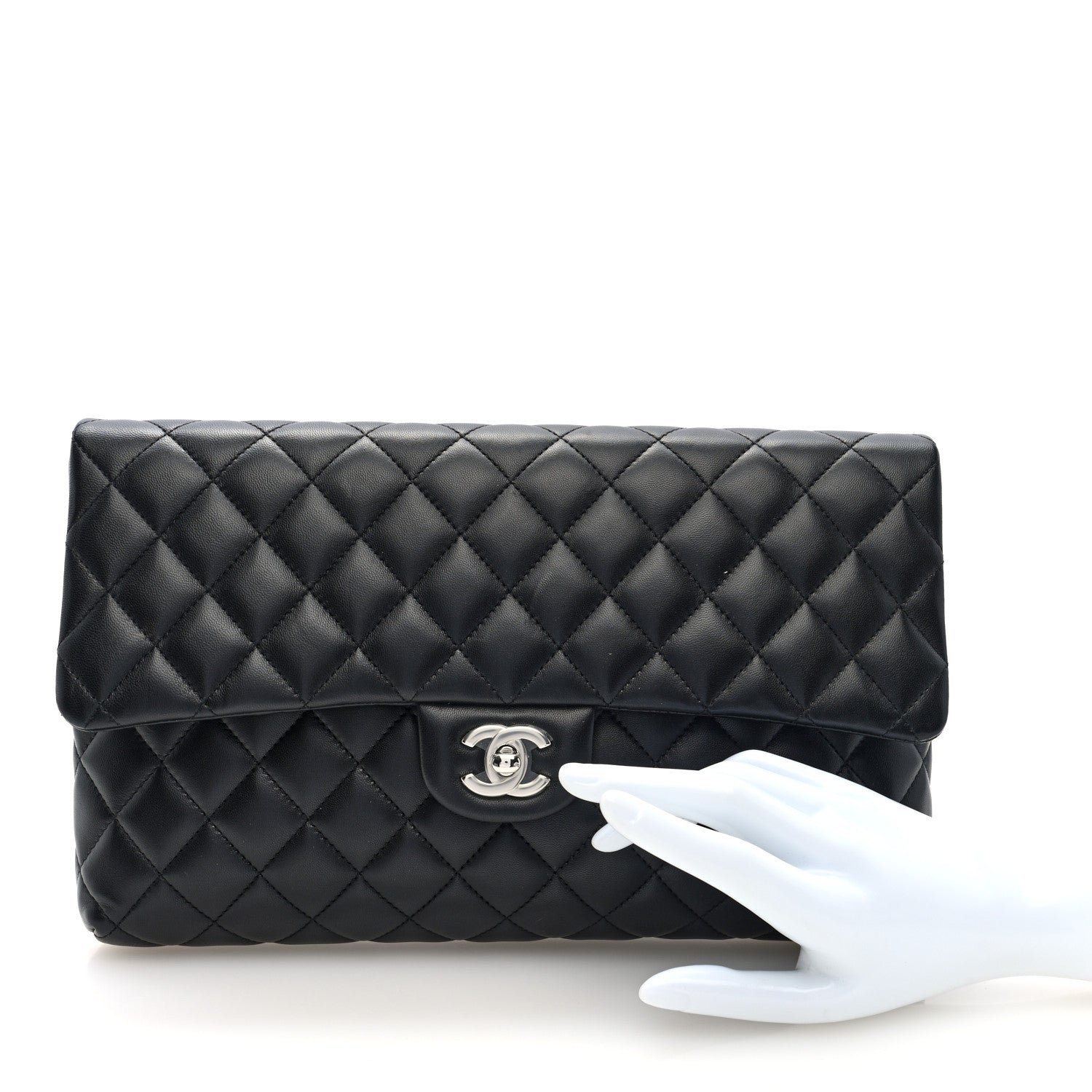 Chanel Lambskin Quilted Flap Clutch Black 2 of 7