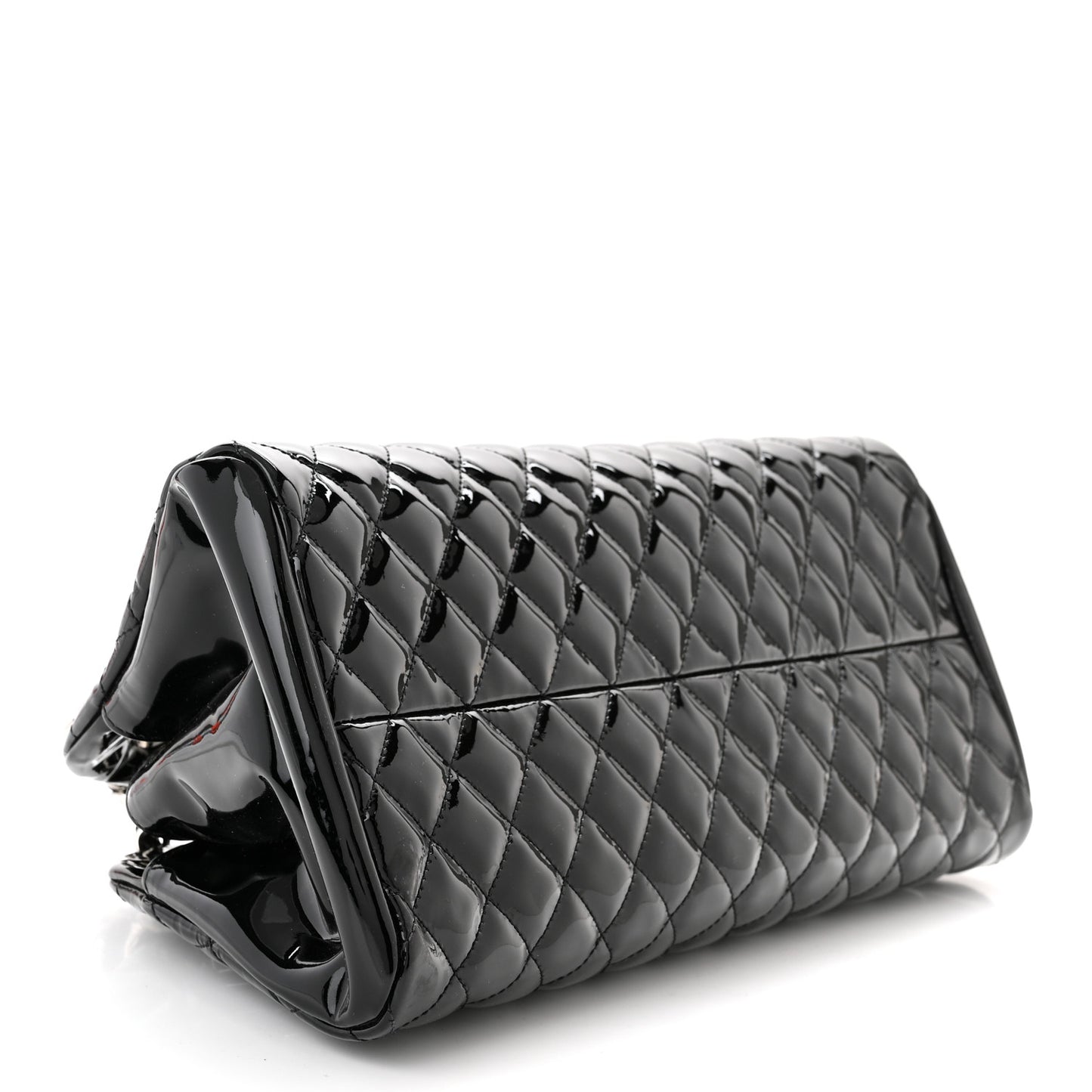 Patent Quilted Medium Just Mademoiselle Bowling Bag Black