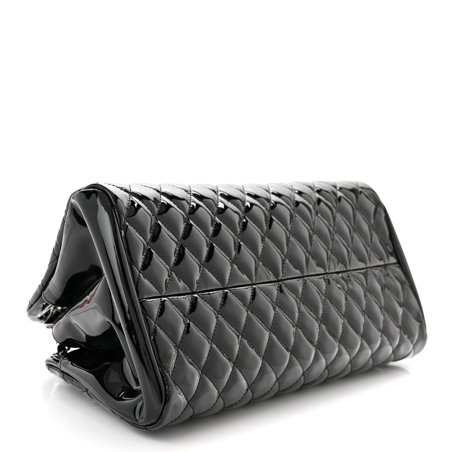 Chanel Patent Quilted Medium Just Mademoiselle Bowling Bag Black 4 of 10